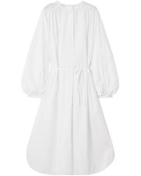 Loulou de Saison - Vitti Oversized Belted Cotton-Poplin Midi Dress - Lyst