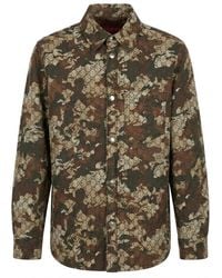 Gucci - Gg Marbled Cotton Denim Jacquard Shirt - Lyst