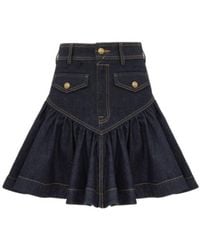 Zimmermann - Denim Frill Mini Skirt - Lyst
