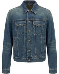 Gucci - Cotton Denim Jacket With Horsebit - Lyst