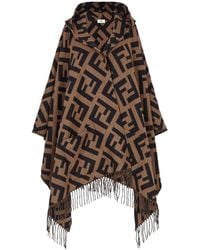 Fendi - Ff Motif Fringed Poncho - Lyst