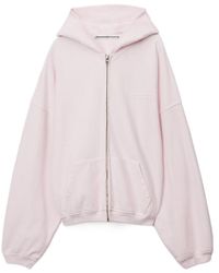 Alexander Wang - Logo Print Oversized Zip-Up Hoodie - Lyst