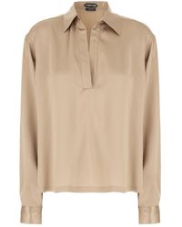 Tom Ford - Satin Open-Collar Top - Lyst