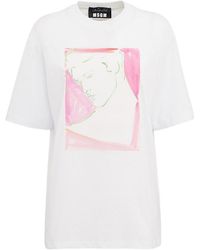 MSGM - Printed Cotton T-Shirt - Lyst