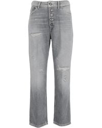 Dondup - Logo Patch Distressed Jeans - Lyst