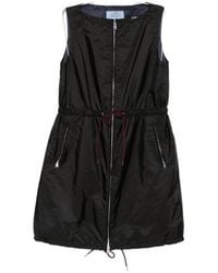 Prada - Drawstring-Waist Sleeveless Mini Dress - Lyst