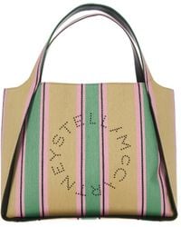 Stella McCartney - Striped Logo Embellished Tote Bag - Lyst