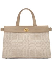 Burberry - Checked Top Handle Tote Bag - Lyst