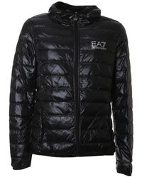 EA7 - Logo Printed Quilted Down Jacket - Lyst