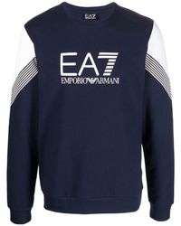 EA7 - Logo-Print Crew-Neck Sweatshirt - Lyst
