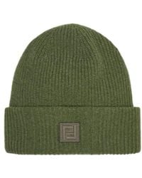 Fendi - Logo Patch Ribbed Beanie - Lyst