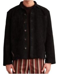 Bode - Long-Sleeved Lapel Leather Jacket - Lyst