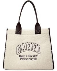 Ganni - Embroidered Logo Oversized Handbag - Lyst