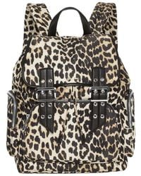 Ganni - Leopard Print Buckled Backpack - Lyst