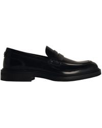 Dolce & Gabbana - Logo Plaque Round Toe Loafers - Lyst