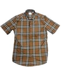 Burberry - Slim Fit Check Stretch Cotton Shirt - Lyst