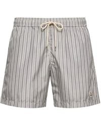 Moncler - Drawstring Striped Swim Shorts - Lyst
