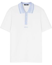 Versace - Greca-Collar Short-Sleeved Polo Shirt - Lyst