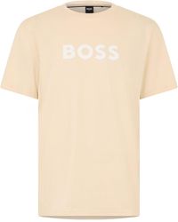 BOSS - Light Apricot Crewneck Shortsleeve Top - Lyst
