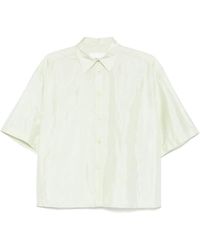 Jil Sander - Short-Sleeved Cropped Satin Shirt - Lyst