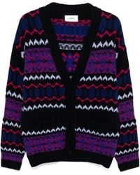 Laneus - Intarsia-Knit V-Neck Cardigan - Lyst