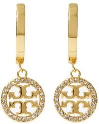 Tory Burch - Miller Logo Charm Earrings - Lyst