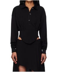 Mugler - Polo Shirt With Single-Breasted Button-Down And Fitted Bodice - Lyst