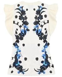 Just Cavalli - Printed Short-Sleeved T-Shirt With Lotus Leaf Edge - Lyst