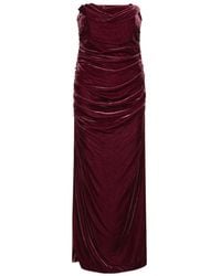 ROTATE BIRGER CHRISTENSEN - Silk Velvet Ruched Dress - Lyst