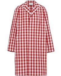 Prada - Check-Printed Belted Coat - Lyst