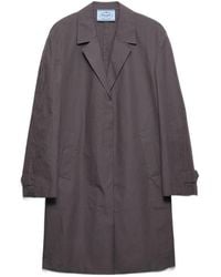 Prada - Single-Breasted Double Poplin Coat - Lyst