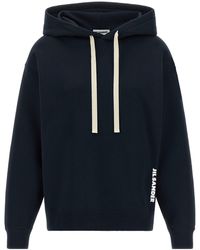 Jil Sander - Logo-Print Dropped-Shoulder Hoodie - Lyst