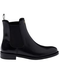 Prada - Brushed Leather Ankle Boots - Lyst