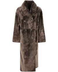 Yves Salomon - Long Double-Breasted Shearling Coat - Lyst