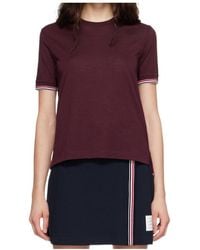 Thom Browne - Wool-Blend Trim Detail T-Shirt - Lyst