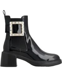 Roger Vivier - Viv' Rangers Strass Buckle Chelsea Ankle Boots - Lyst