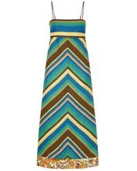 ALÉMAIS - Striped Floral-Print Linen Midi Dress - Lyst