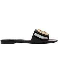 Dolce & Gabbana - Dg Logo Plaque Flat Slides - Lyst