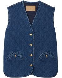 Blazé Milano - Suffolk Padded Quilted Denim Vest - Lyst