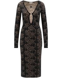 Elisabetta Franchi - Monogram V-Neck Lace Dress - Lyst