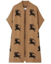 Burberry - Logo Motif Embroidered Zipped Cape Jacket - Lyst