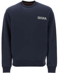 ZEGNA - Logo Prrinted Crewneck Sweatshirt - Lyst