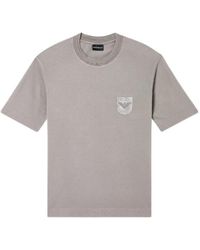 Emporio Armani - Heavy Jersey T-Shirt With Shield Embroidery - Lyst
