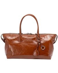 Miu Miu - Logo-Embossed Leather Tote Bag - Lyst