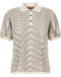 Missoni - Zigzag-Knit Short-Sleeved Polo Shirt - Lyst