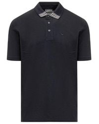 Emporio Armani - Striped Collar Polo Shirt - Lyst