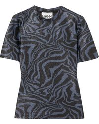 Ganni - Zebra Print Short-Sleeve T-Shirt - Lyst