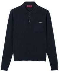 Gucci - Fine Wool Knit Polo Top With Intarsia - Lyst