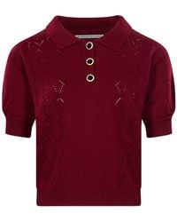 Alessandra Rich - Lace-Knit Polo Top - Lyst