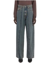 MM6 by Maison Margiela - Logo Patch Wide-Leg Jeans - Lyst